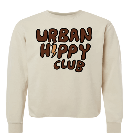 Cropped Reality Sweatshirt-Brown/Ivory