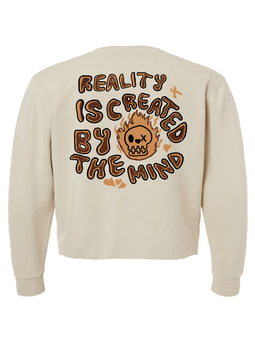 Cropped Reality Sweatshirt-Brown/Ivory