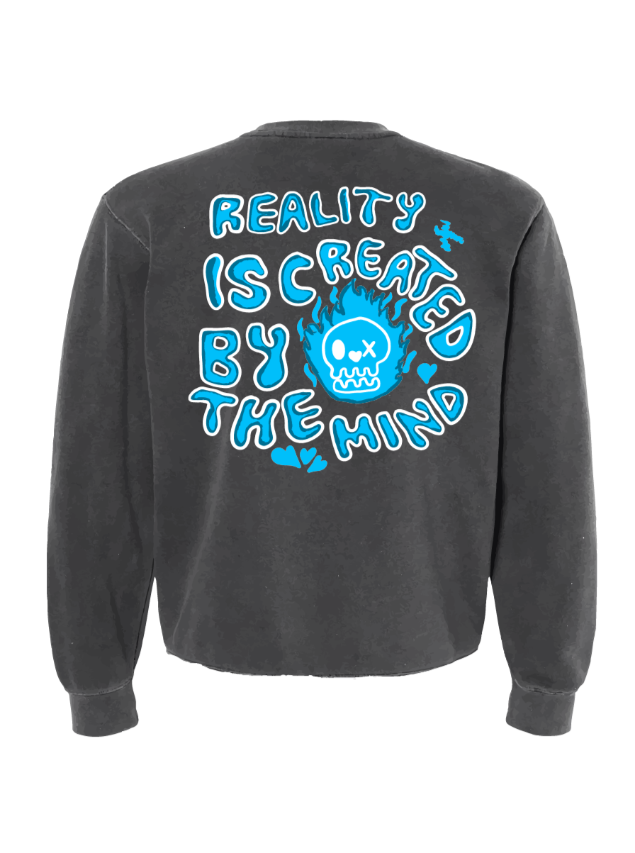 Cropped Reality Sweatshirt-Sky Blue/Faded Black