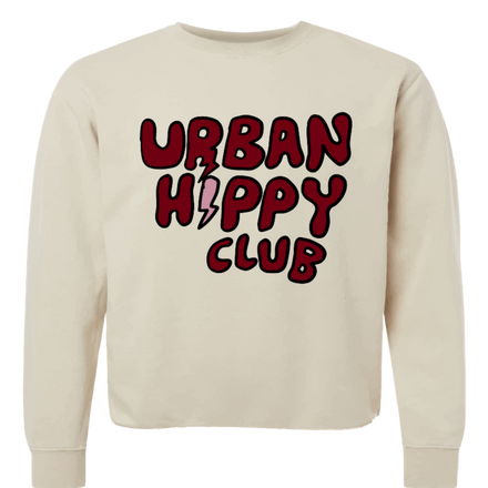 Cropped Reality Sweatshirt-Maroon/Ivory