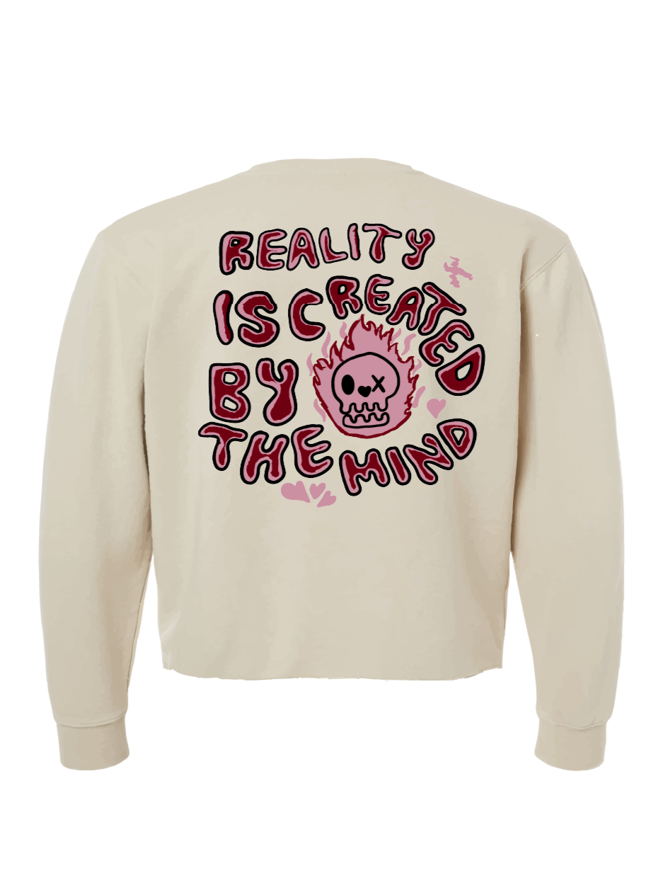 Cropped Reality Sweatshirt-Maroon/Ivory