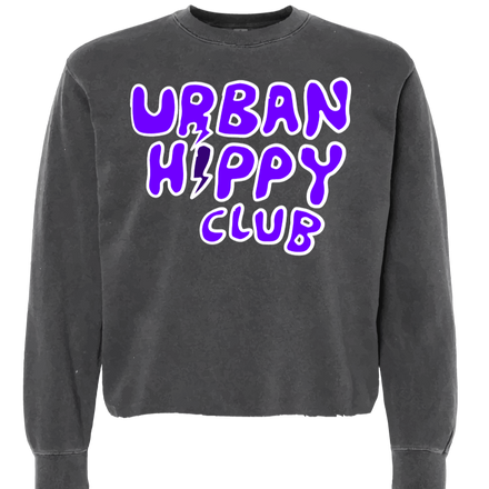 Cropped Reality Sweatshirt-Purple/Faded Black
