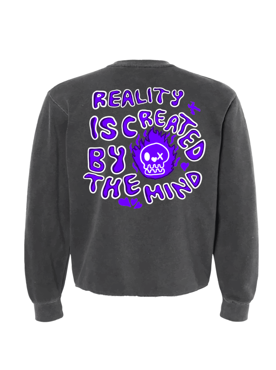 Cropped Reality Sweatshirt-Purple/Faded Black