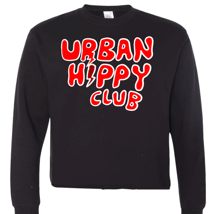 Cropped Reality Sweatshirt-Orange Red/Black