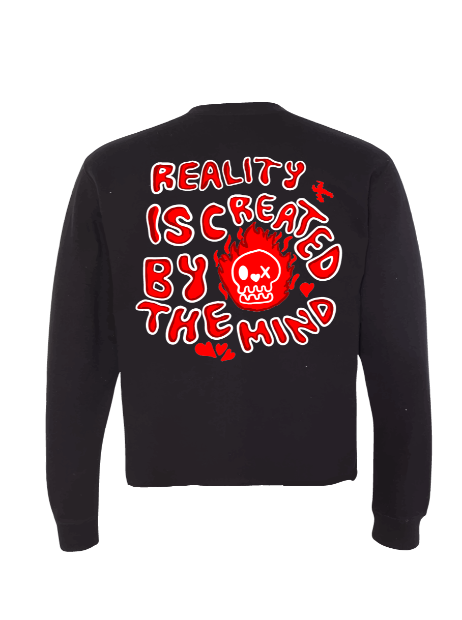 Cropped Reality Sweatshirt-Orange Red/Black