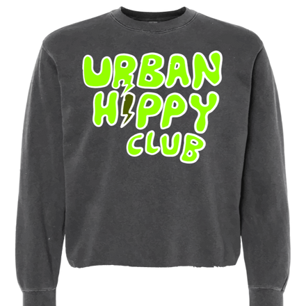 Cropped Reality Sweatshirt-Green/Faded Black