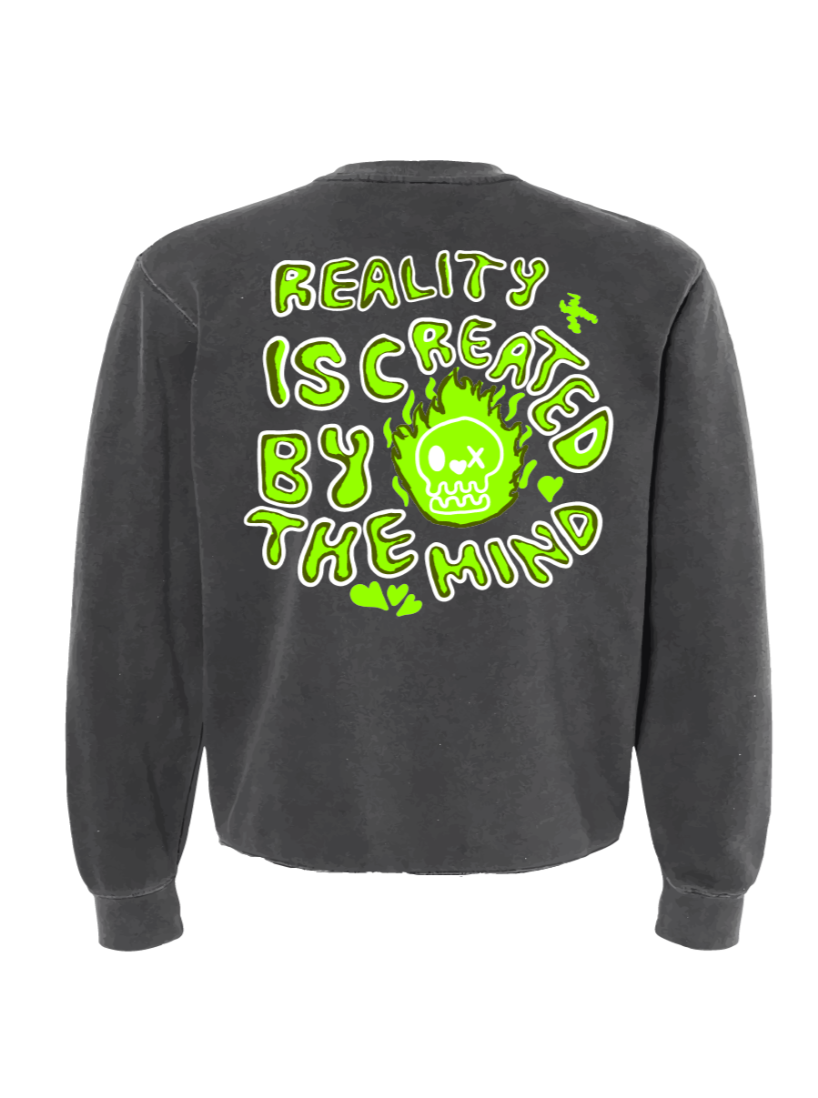 Cropped Reality Sweatshirt-Green/Faded Black